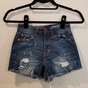 Aeropostale Distressed High Waisted Midi Shorts